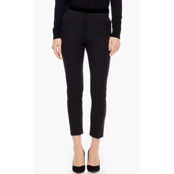 Sandro Velvet Waistband Slim Pants Charcoal Black Tuxedo touch Sz 10 - Picture 1 of 12